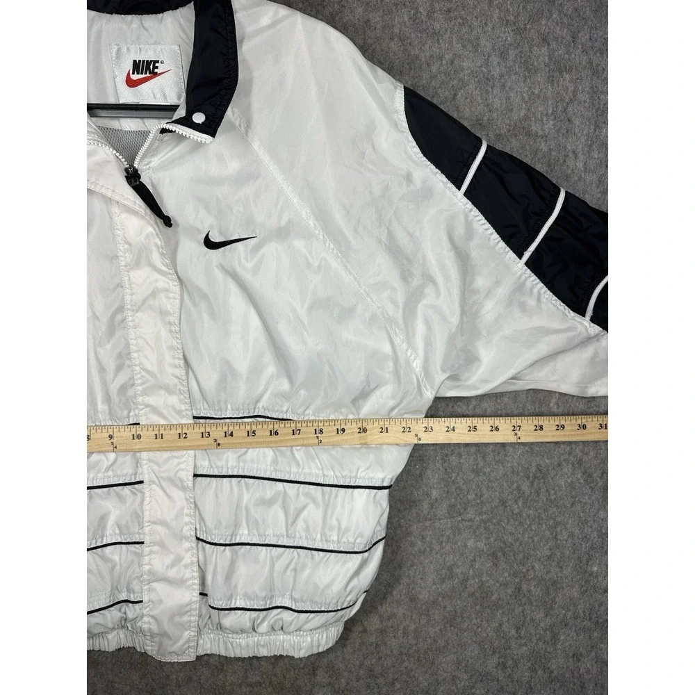 Vintage Nike Windbreaker Jacket Womens XL 16-18 White Black Big Swoosh Y2K